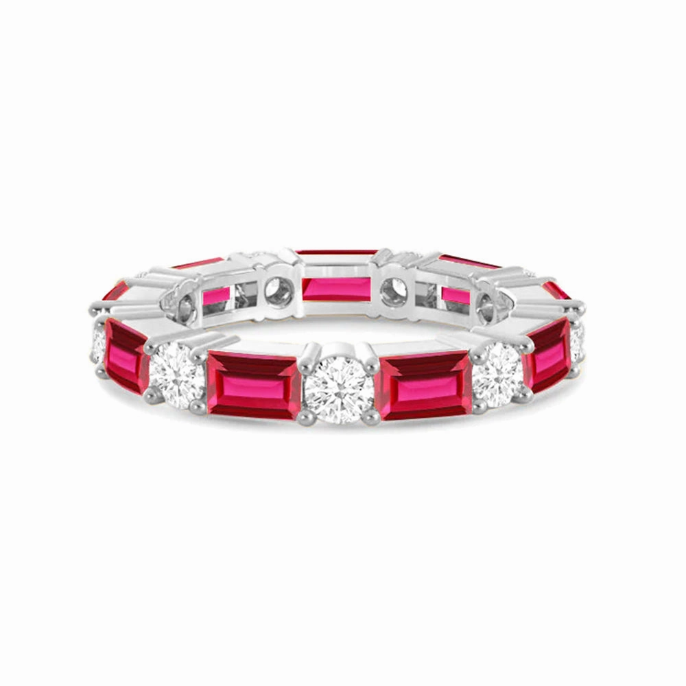 Timeless Created Ruby and Lab Grown Diamond Eternity Band Classic Accent Stylish Craft