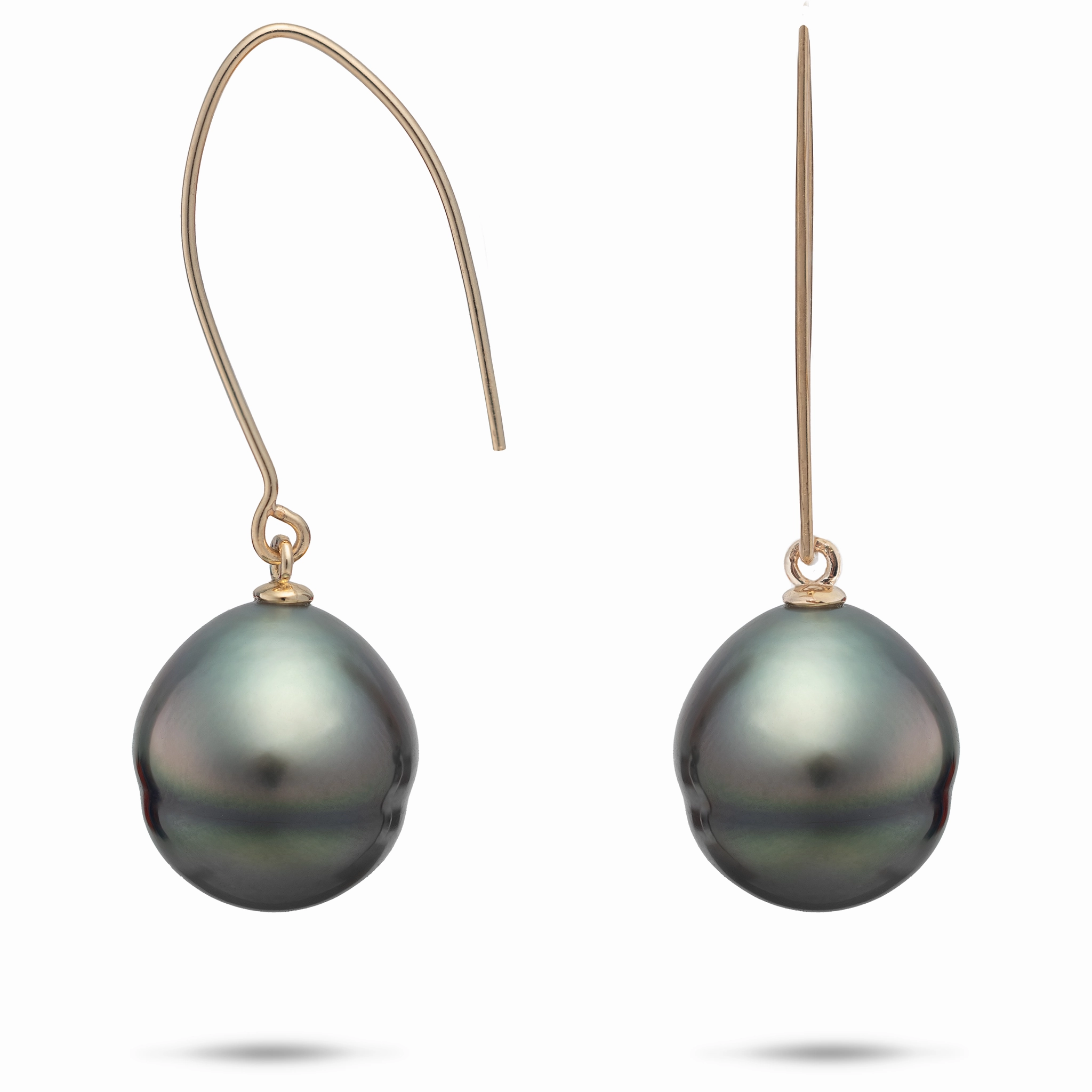 Circle Tahitian Black Pearl Earrings in Gold - 12-15mm Luminous Edge Elegant Charm