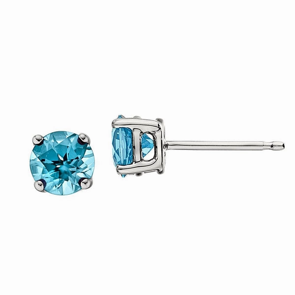 Classic Birthstone Stud Earrings with Blue Topaz Timeless elegance fashion lover