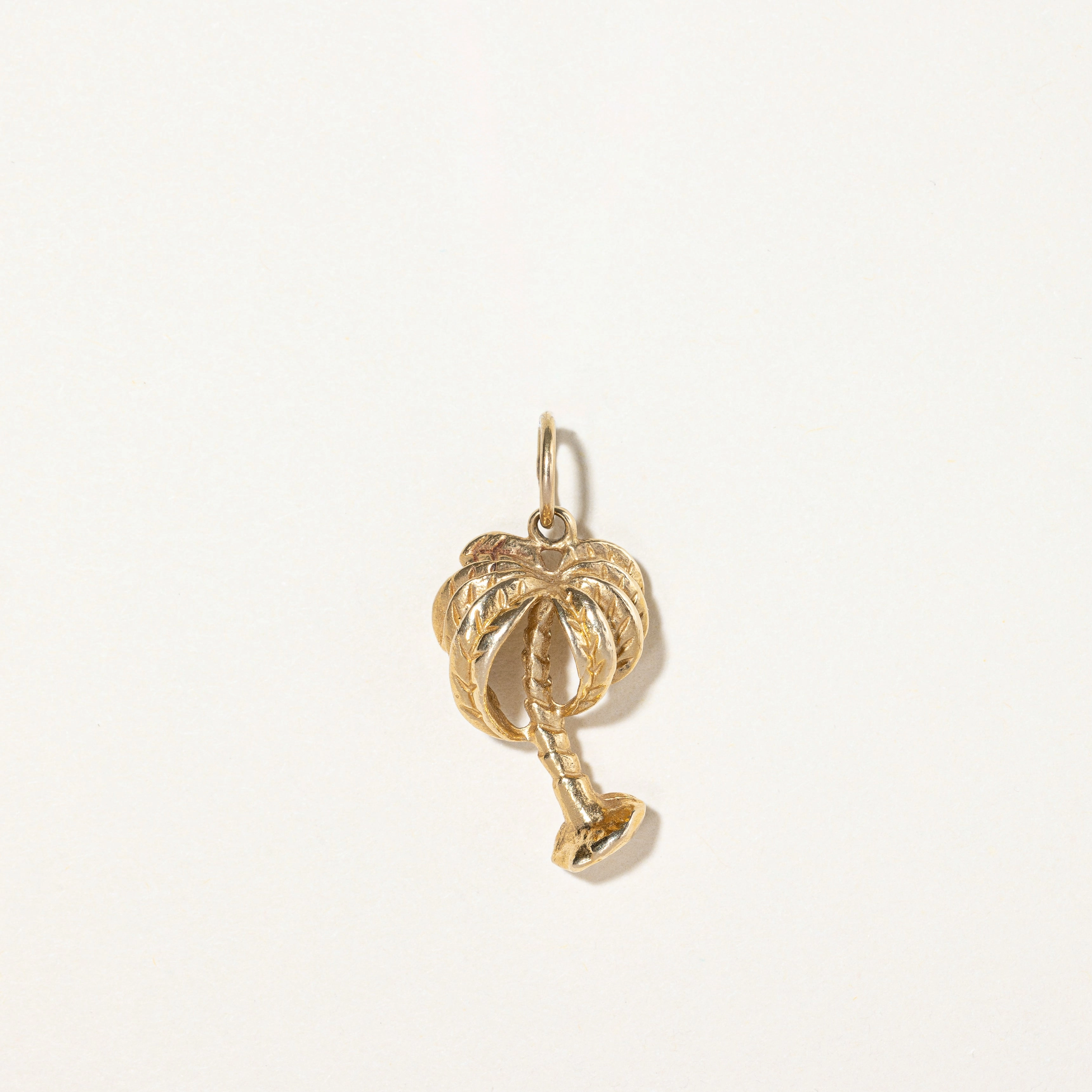 Subtle Finish 14k Yellow Gold Palm Tree Charm