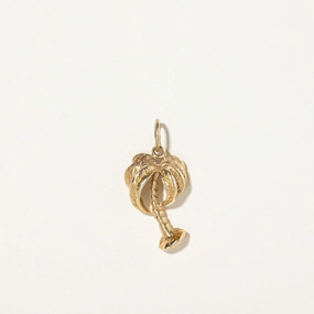 Subtle Finish 14k Yellow Gold Palm Tree Charm
