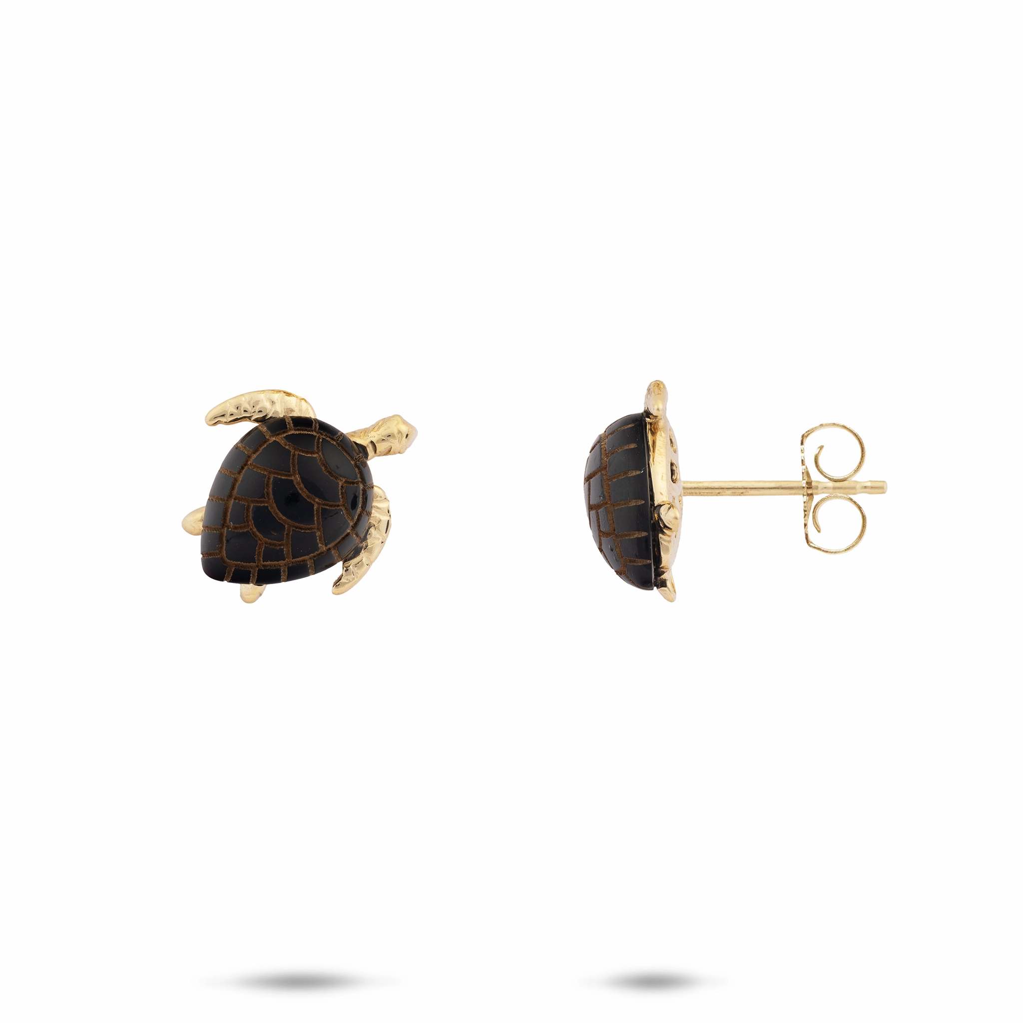 Honu Black Coral Earrings in Gold - 11mm Timeless Fit