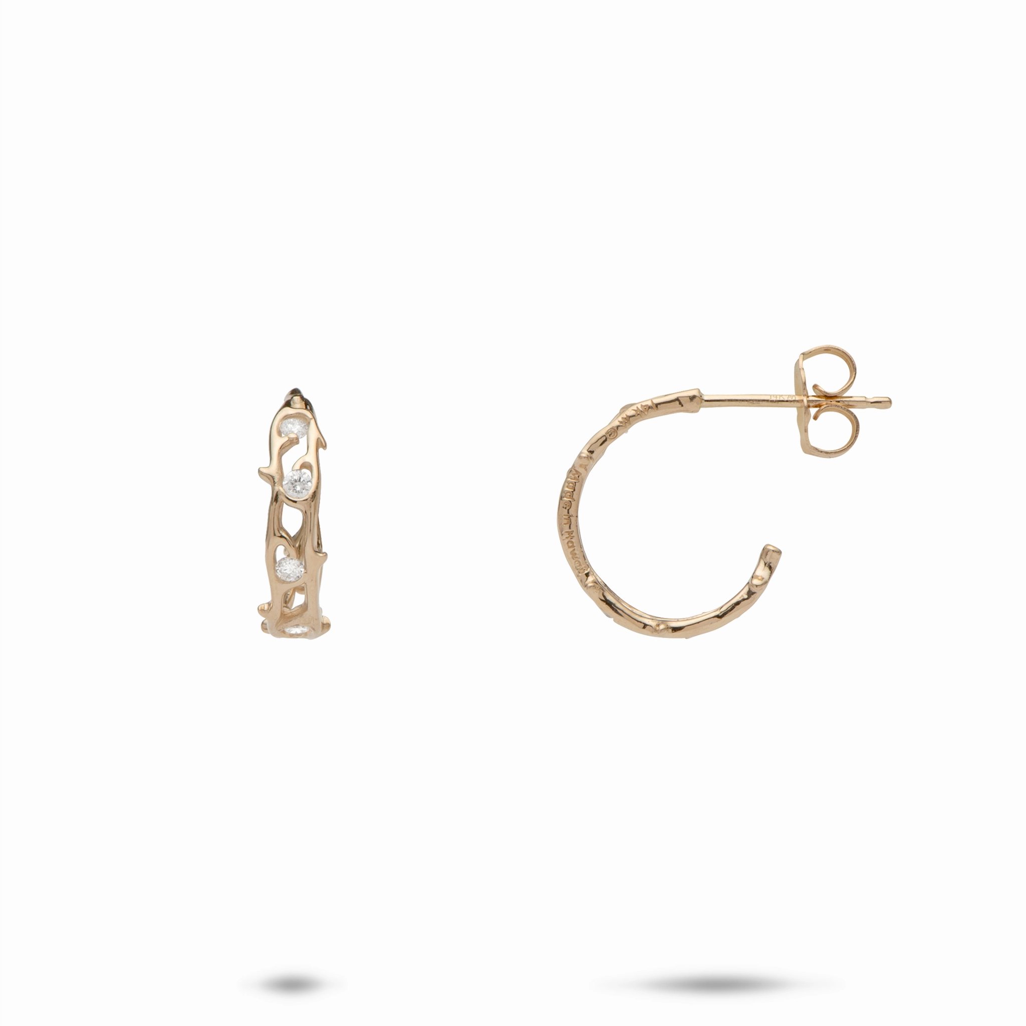 Heritage Earrings in Gold with Diamonds - 13mm Glam Detail