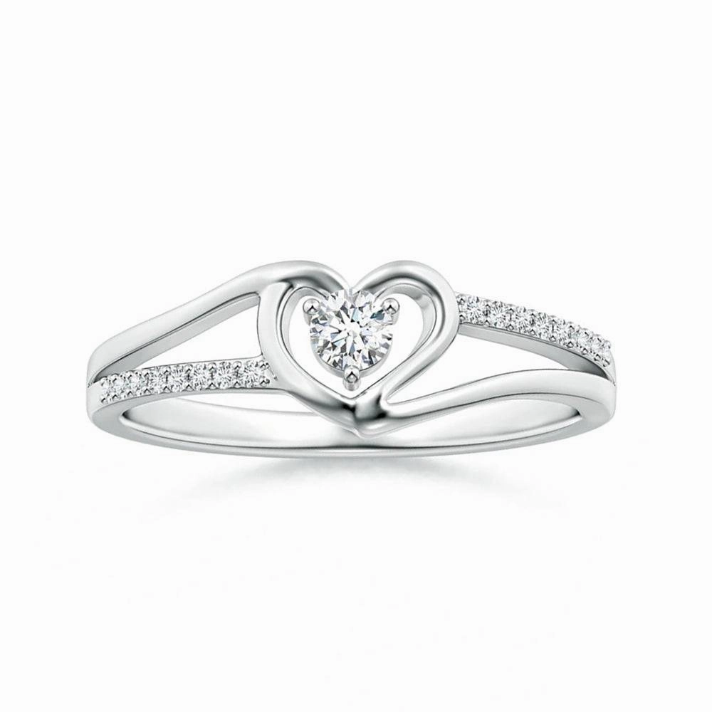 Fashion Edit Elegant Pairing Lab Grown Diamond Heart Design Solitaire Promise Ring