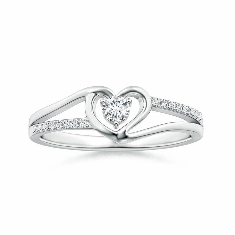 Luxurious Detail Lab Grown Diamond Heart Design Solitaire Promise Ring