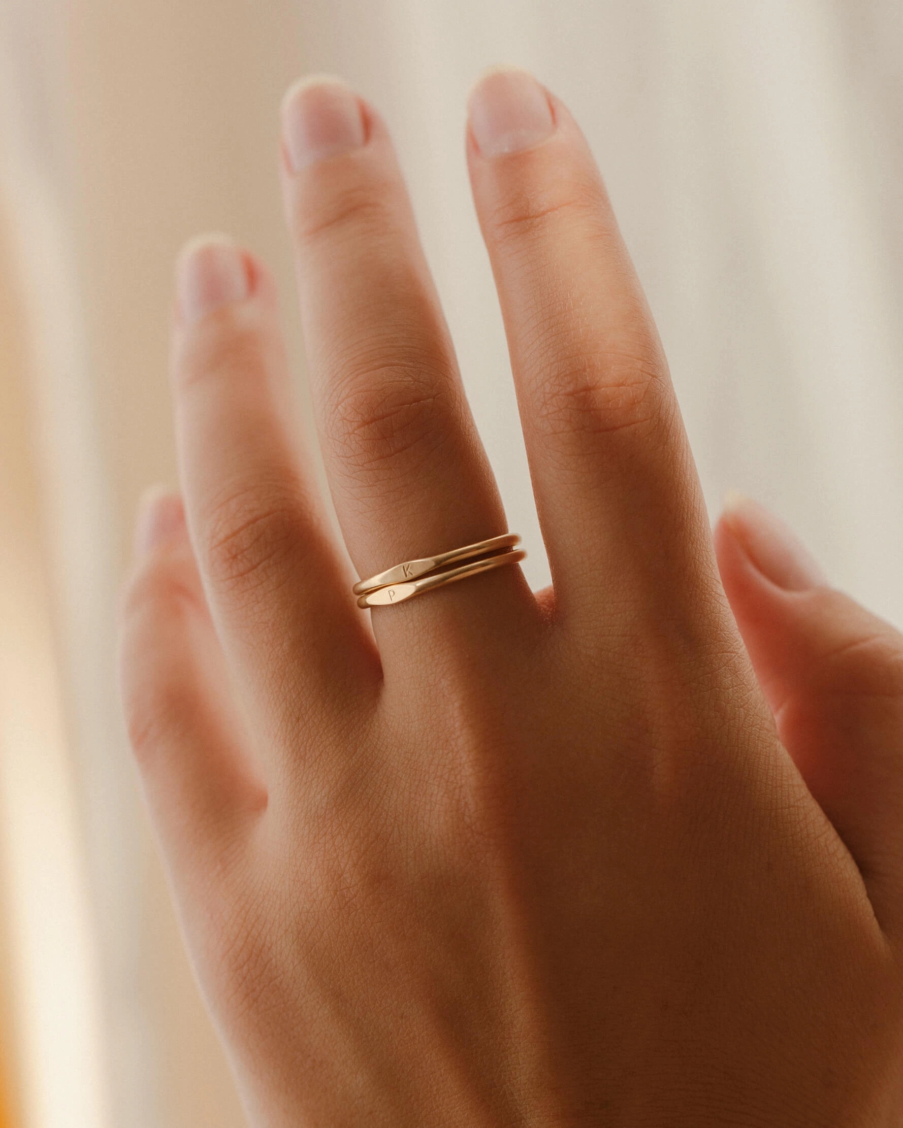 Micro Signet Ring Duo Set Unique Gem