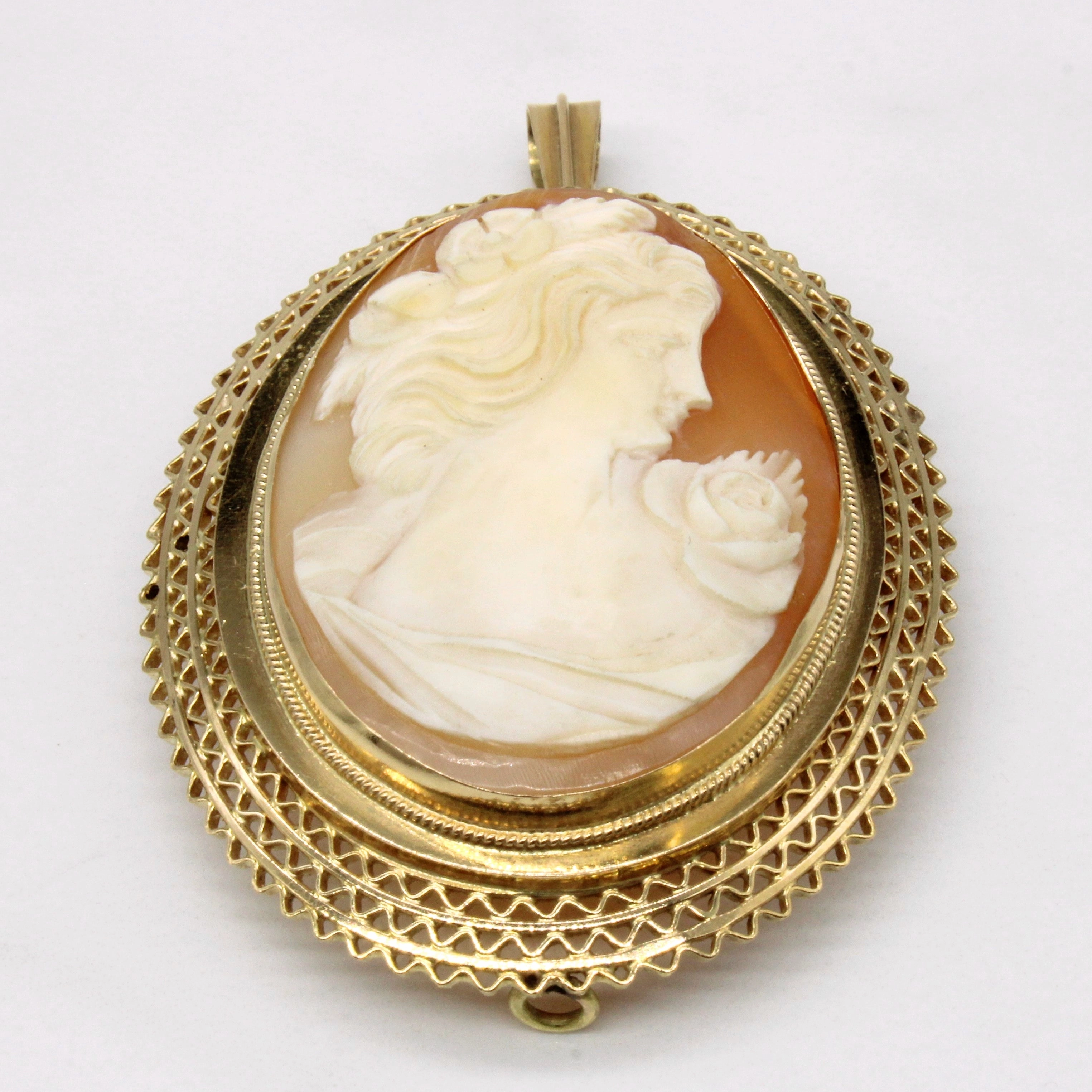 Timeless Features Carved Shell Cameo Brooch & Pendant | 30.00ct |