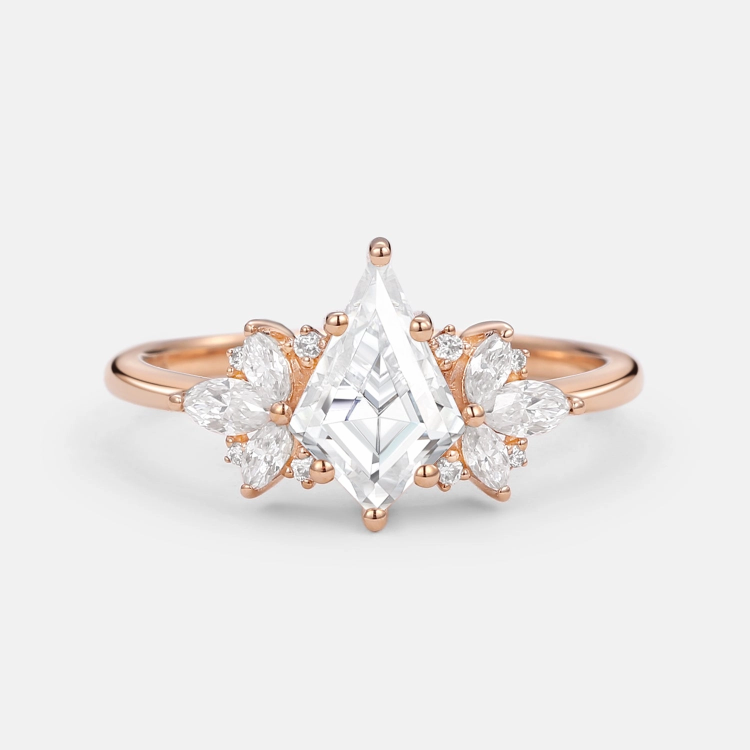 Fashionable Edge Unique Kite Cut Moissanite Butterfly Cluster Engagement Ring
