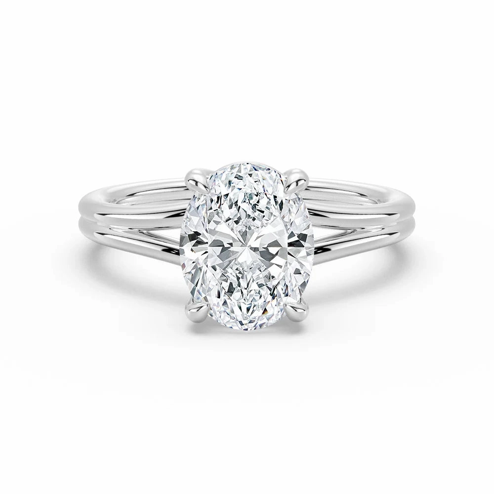 Classic Oval Solitaire Engagement Ring with Split Shank unique touch