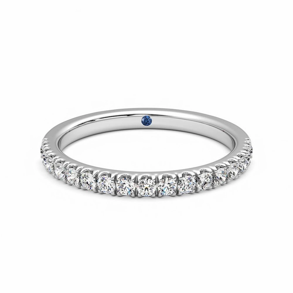 Minimal Spark Classic Pav?? Set Moissanite Wedding Band with Anniversary Stone Accent