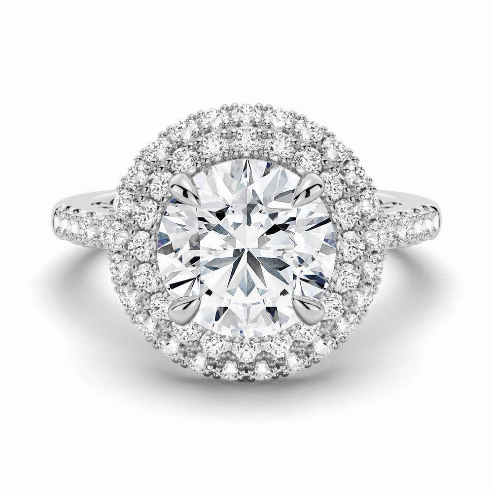 Double Micropav?? Halo Moissanite Engagement Ring With Accents Stylish Outfit Chic Silhouette
