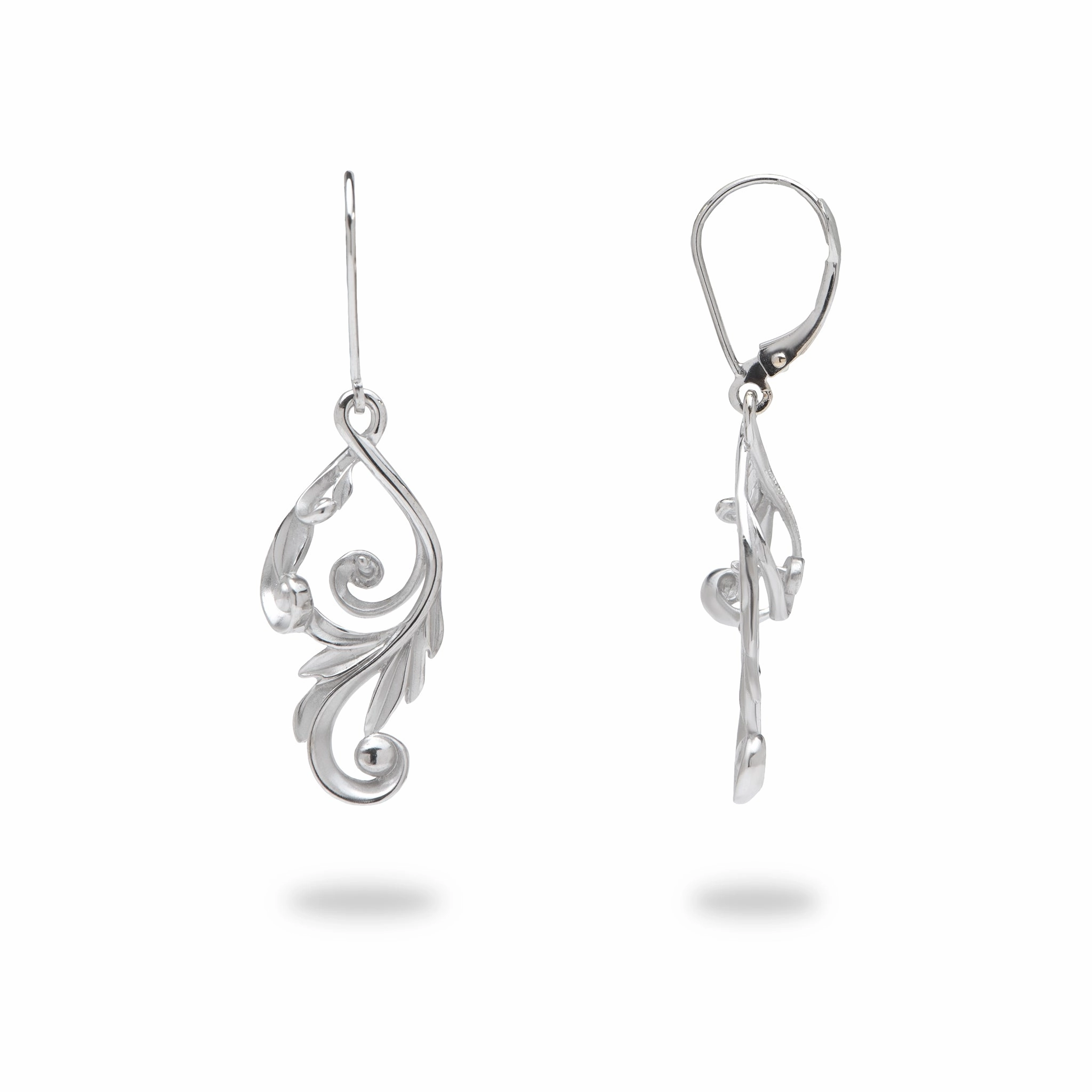 Refined Jewelry Pick A Pearl Maile Scroll Earrings in White Gold