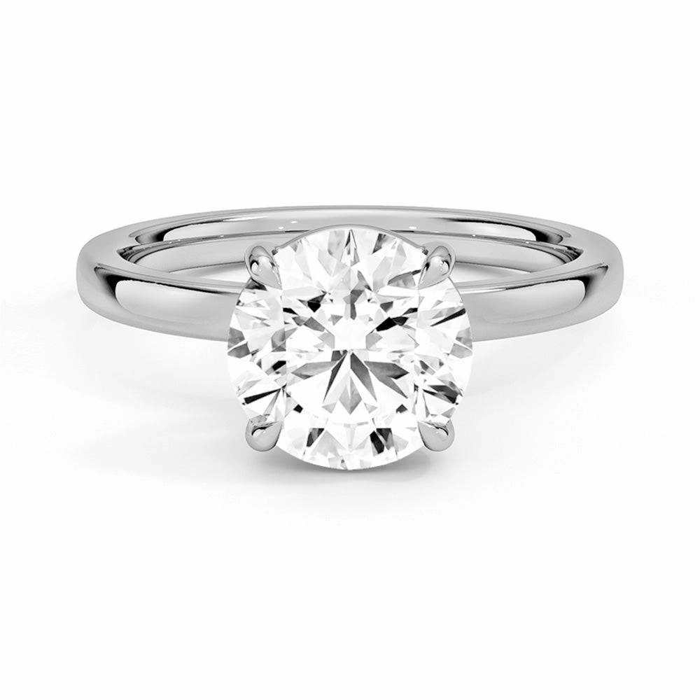 Classic Round Solitaire Brilliant Moissanite Engagement Ring Bold Spark