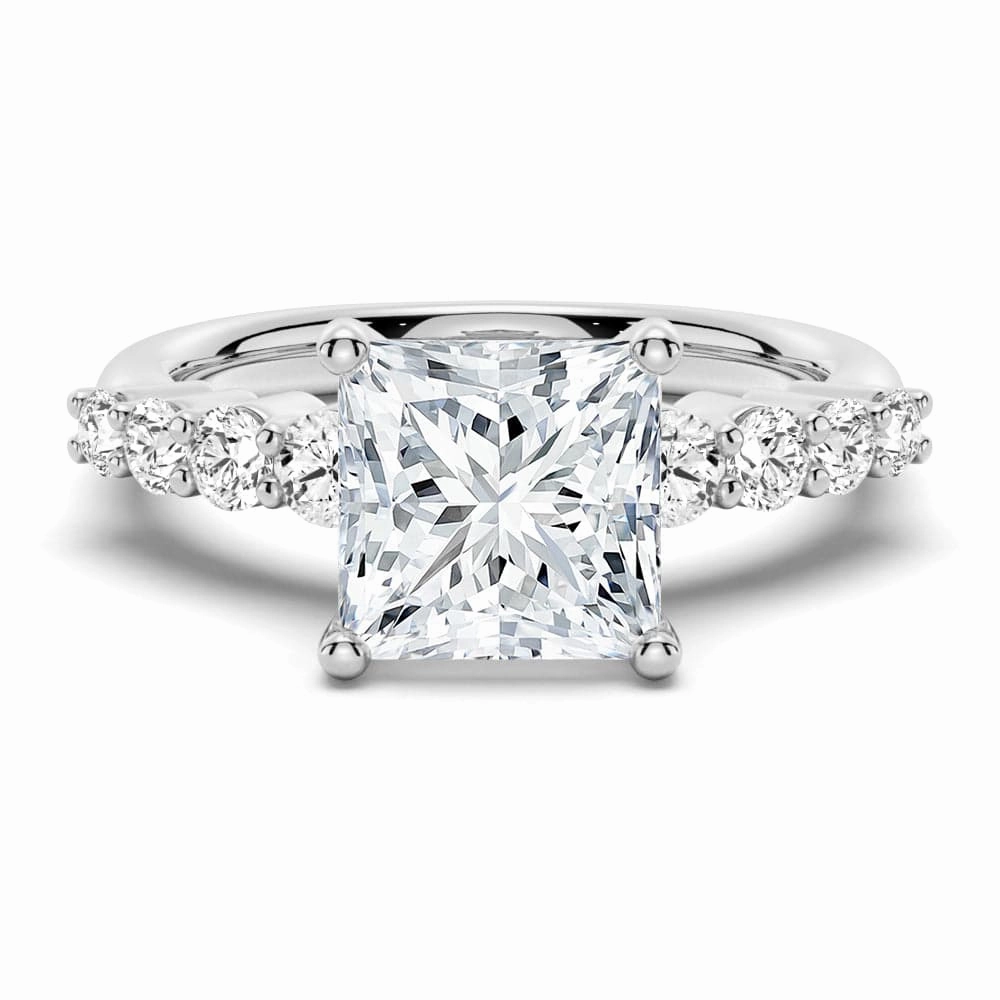 Classic Shared Prong Princess Cut Moissanite Engagement Ring Pretty Touch