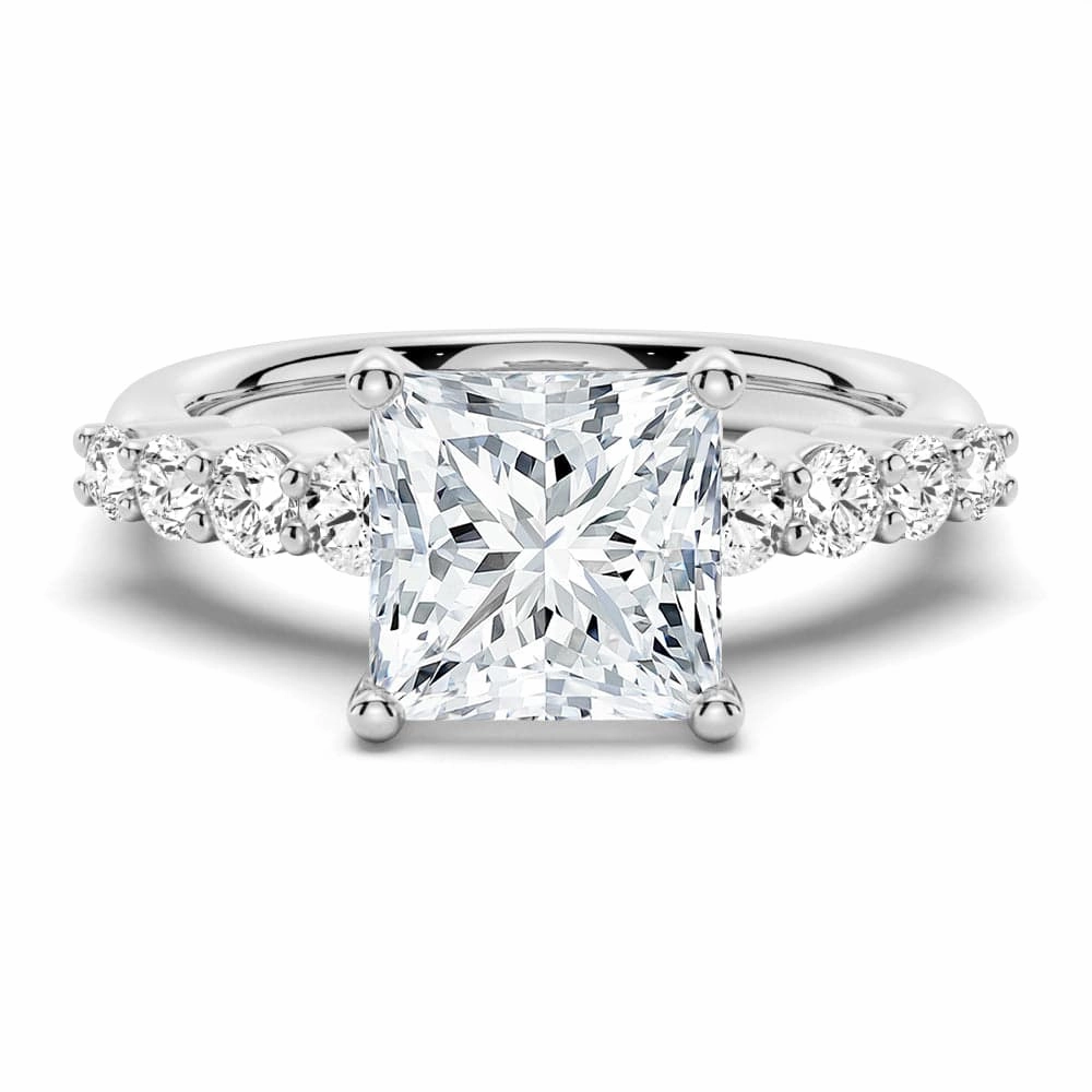 Classic Shared Prong Princess Cut Moissanite Engagement Ring Glamorous Pieces