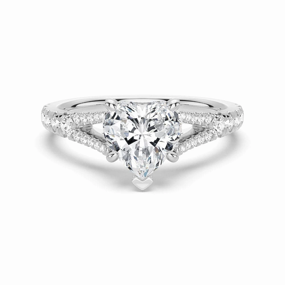 Heart Shaped Split Shank Moissanite Engagement Ring Elite Highlight Minimal Design