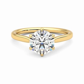 Impeccable Finish Classic Six Prong Moissanite Engagement Ring with Hidden Anniversary Stone Accent