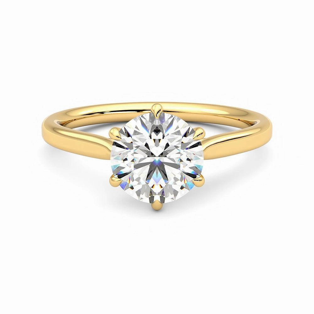 Graceful Design Minimal Charm Classic Six Prong Moissanite Engagement Ring with Hidden Anniversary Stone Accent