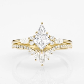 Artisan Craft Unique Kite Cut Lab Grown Diamond Ring Set 2pcs - Rebecca