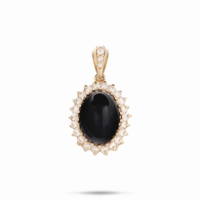 Soft Glimmer Impeccable Cut Princess Ka??iulani Black Coral Pendant in Gold with Diamonds - 18mm