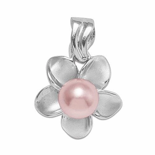 Pick A Pearl Plumeria Pendant in White Gold - 13mm Chic Silhouette