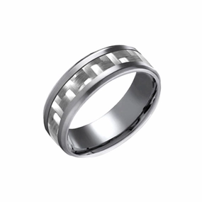Comfort-Fit Carbon Fiber Wedding Band Shiny Jewelry Look
