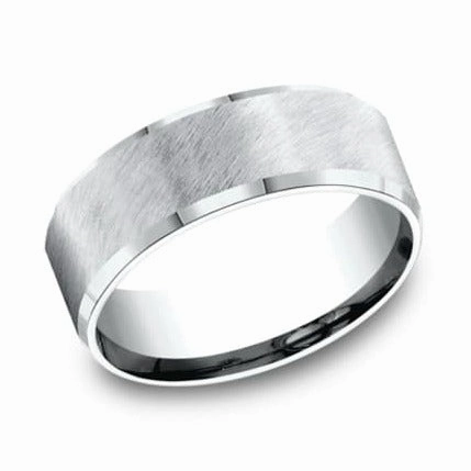 Bright Shine Comfort-Fit Cobalt Beveled Edge Wedding Band