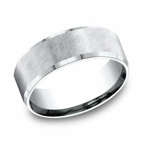 Bright Shine Comfort-Fit Cobalt Beveled Edge Wedding Band