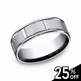 Radiant Highlight Comfort-Fit Cobalt Chrome Vertical Grooved Wedding Band