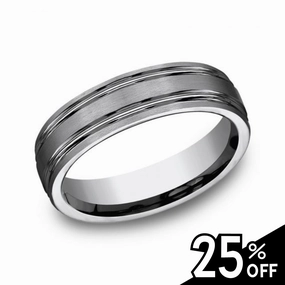 Unique Features Comfort-Fit Satin Titanium Beveled Wedding Band
