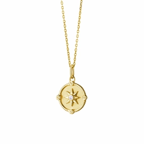 Shimmering Detail Compass Star Moissanite Pendant Necklace