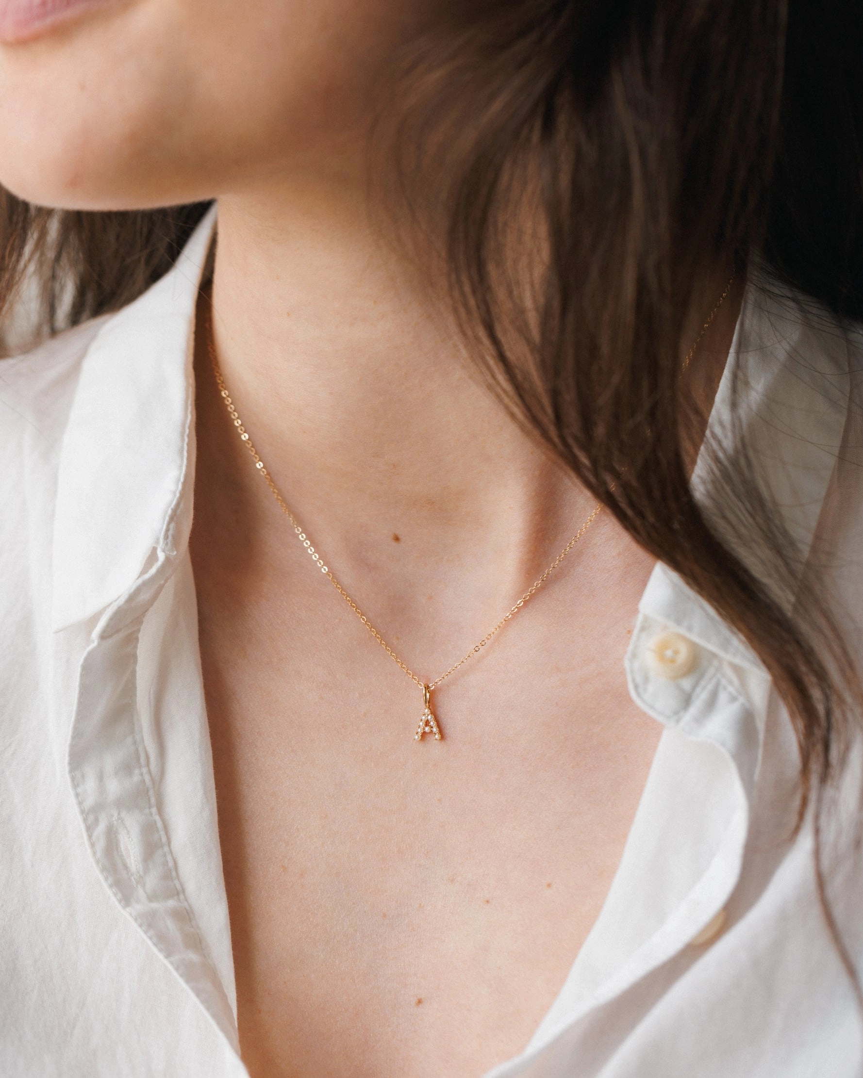 Soft Glow Up Pearl Initial Necklace