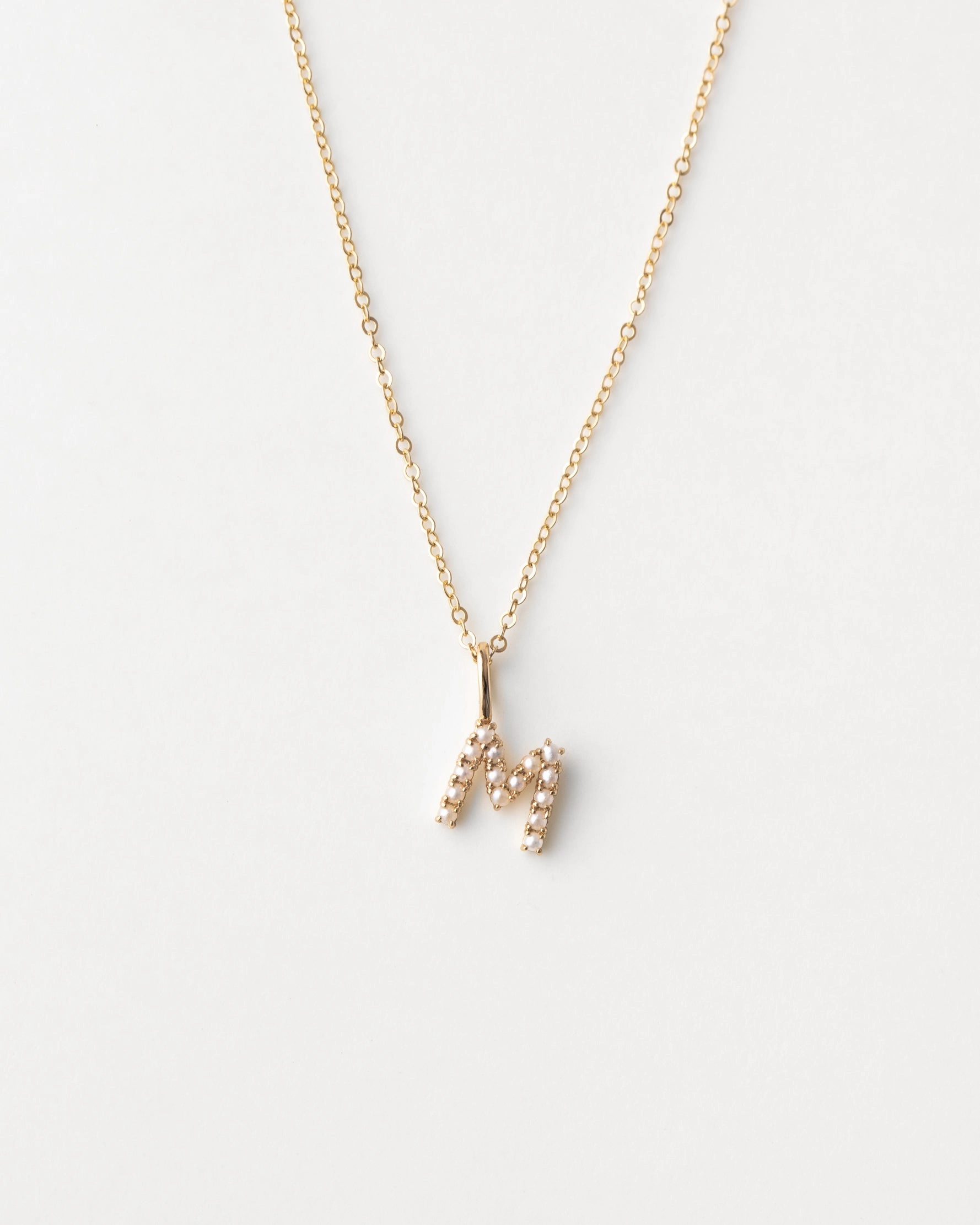 Beaded Item Pearl Initial Necklace