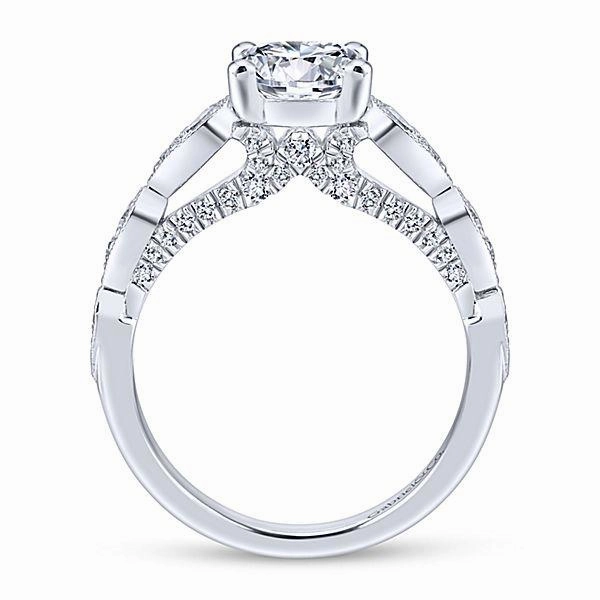 Mother??s Day Vintage Style Vintage Station Round Diamond Ring .46 Cttw 14K White Gold 386A