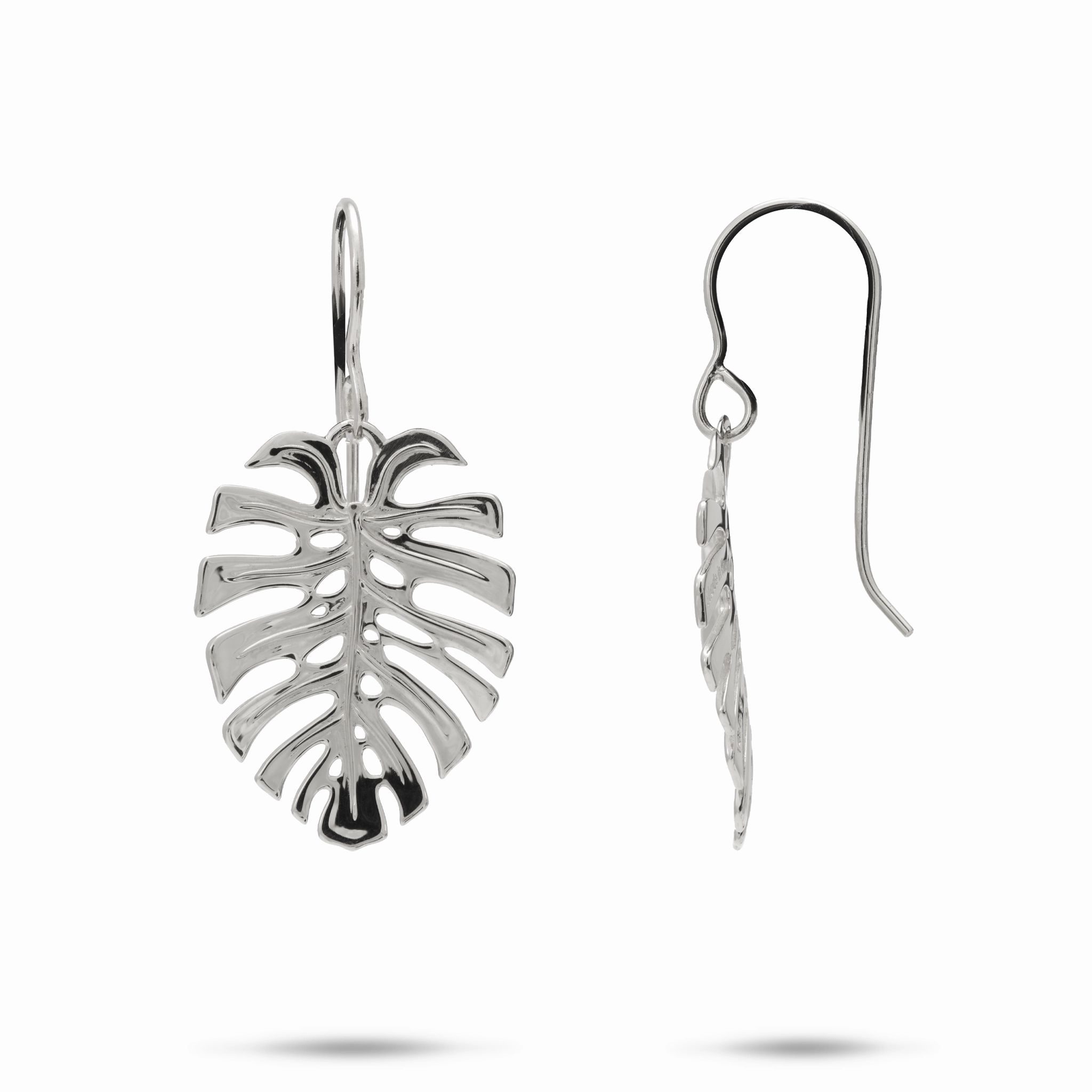 Monstera Earrings in White Gold - 23mm Fashion Spark Subtle Form