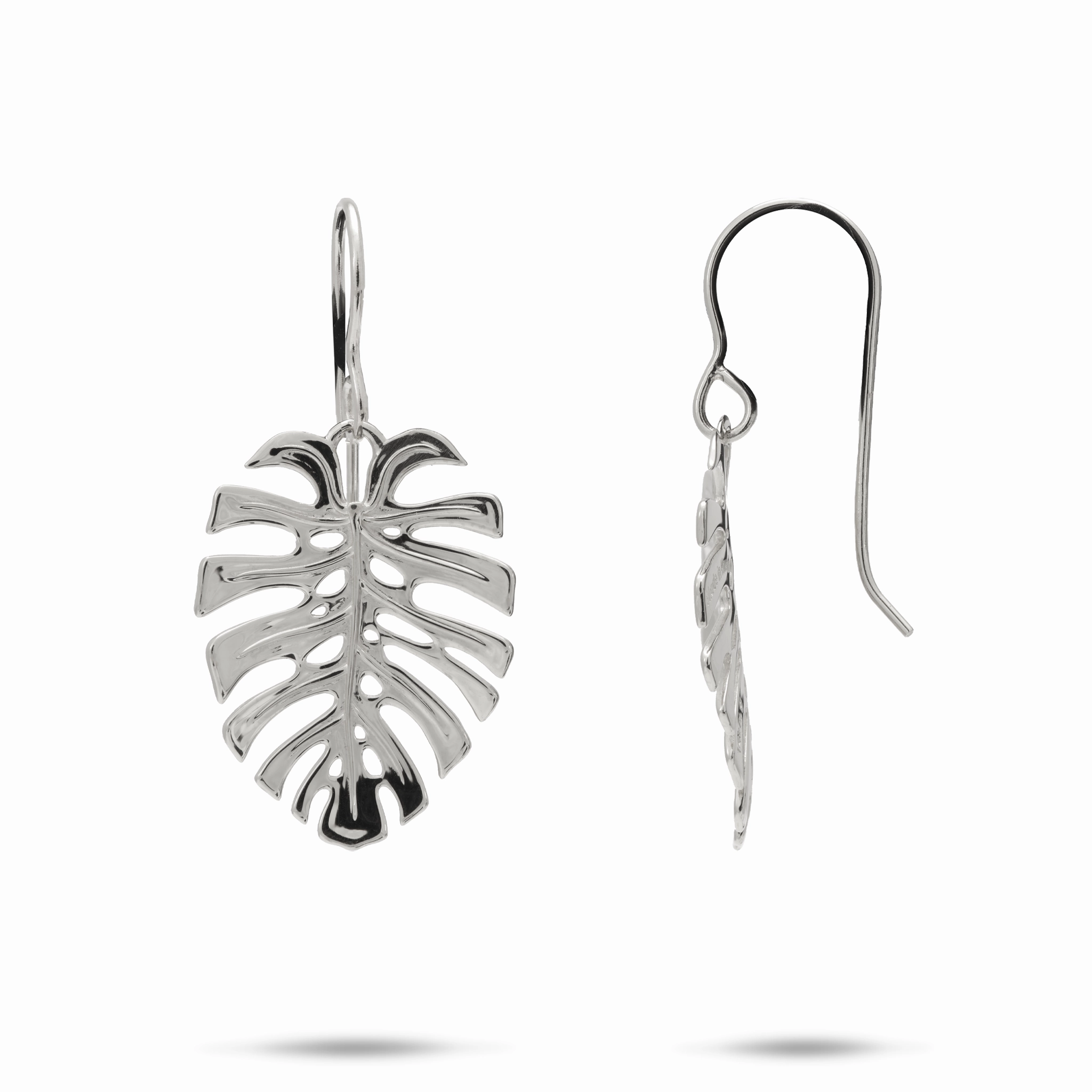 Dynamic Form Romantic Feature Monstera Earrings in White Gold - 23mm