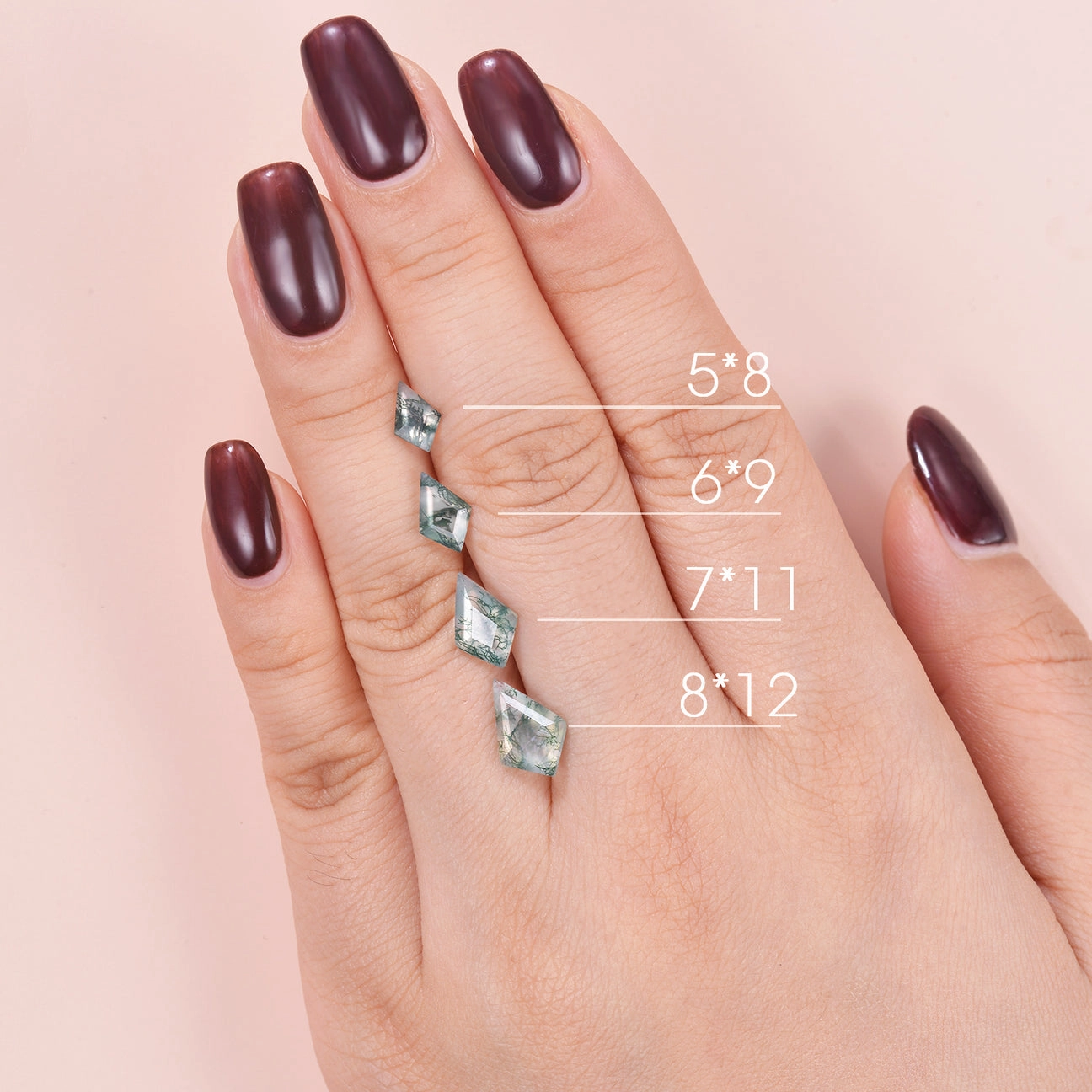 Classic Detail Autumn Collection Black Gold Kite Cut Moss Agate Leafy Engagement Ring Sets 2pcs - Ivy