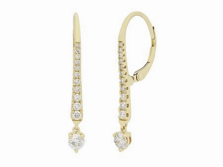 14K Yellow Gold .52cttw Graduated Diamond Dangle Earrings Sturdy Accessory Gorgeous Creation