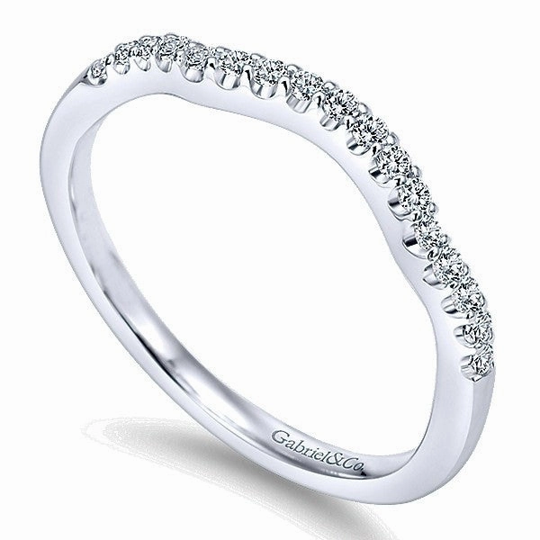 Handcrafted Symbol Artful Gift Contoured Pave Diamond Band .16 Cttw 14K White Gold 198B