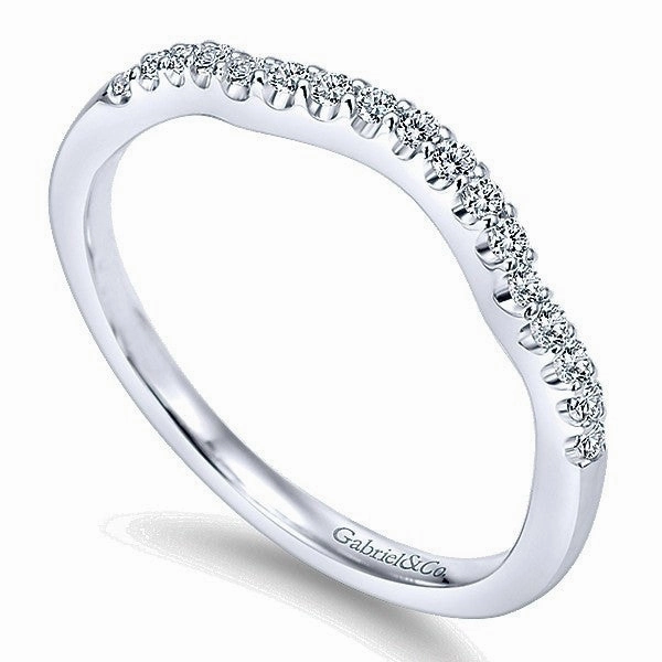 Contoured Pave Diamond Band .16 Cttw 14K White Gold 198B Exclusive Symbol
