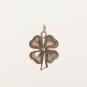 Natural Finish Glamorous Shine 14k Yellow Gold Four Leaf Clover Charm