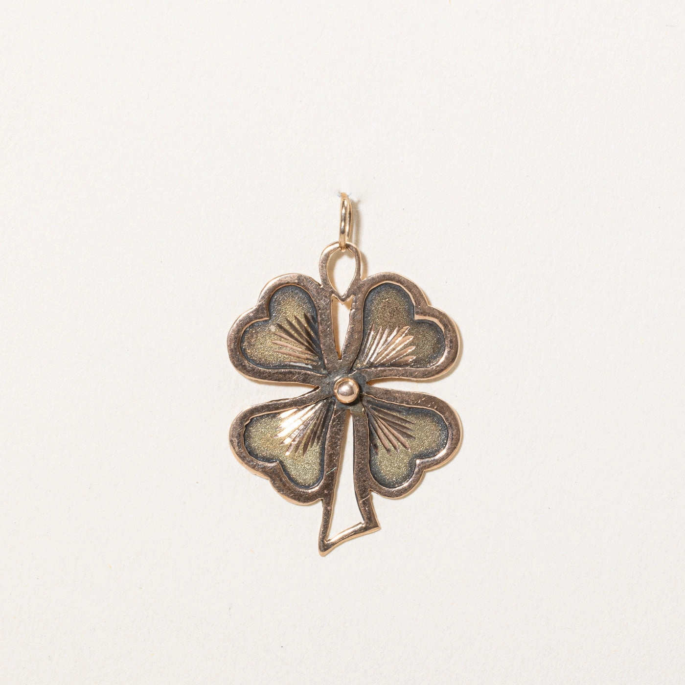 Natural Finish Glamorous Shine 14k Yellow Gold Four Leaf Clover Charm