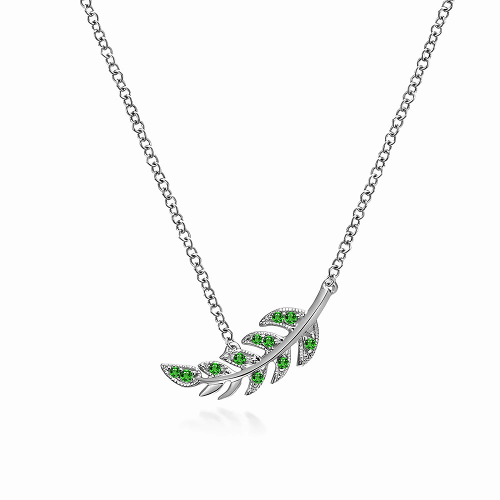 Beauty Touch Couture Botanical Foliage Lab Grown Emerald Necklace