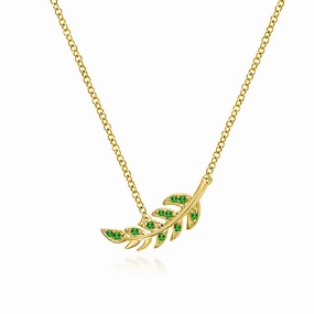 Couture Botanical Foliage Lab Grown Emerald Necklace Understated Spark