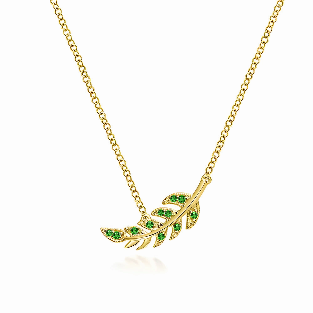 Couture Botanical Foliage Lab Grown Emerald Necklace Understated Spark