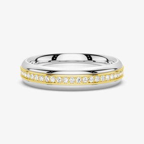 5.1mm Rotatable Two Tone Round Moissanite Men's Eternity Wedding Band Elite Finish Finest Style