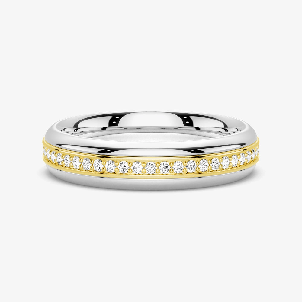 5.1mm Rotatable Two Tone Round Moissanite Men's Eternity Wedding Band Elite Finish Finest Style