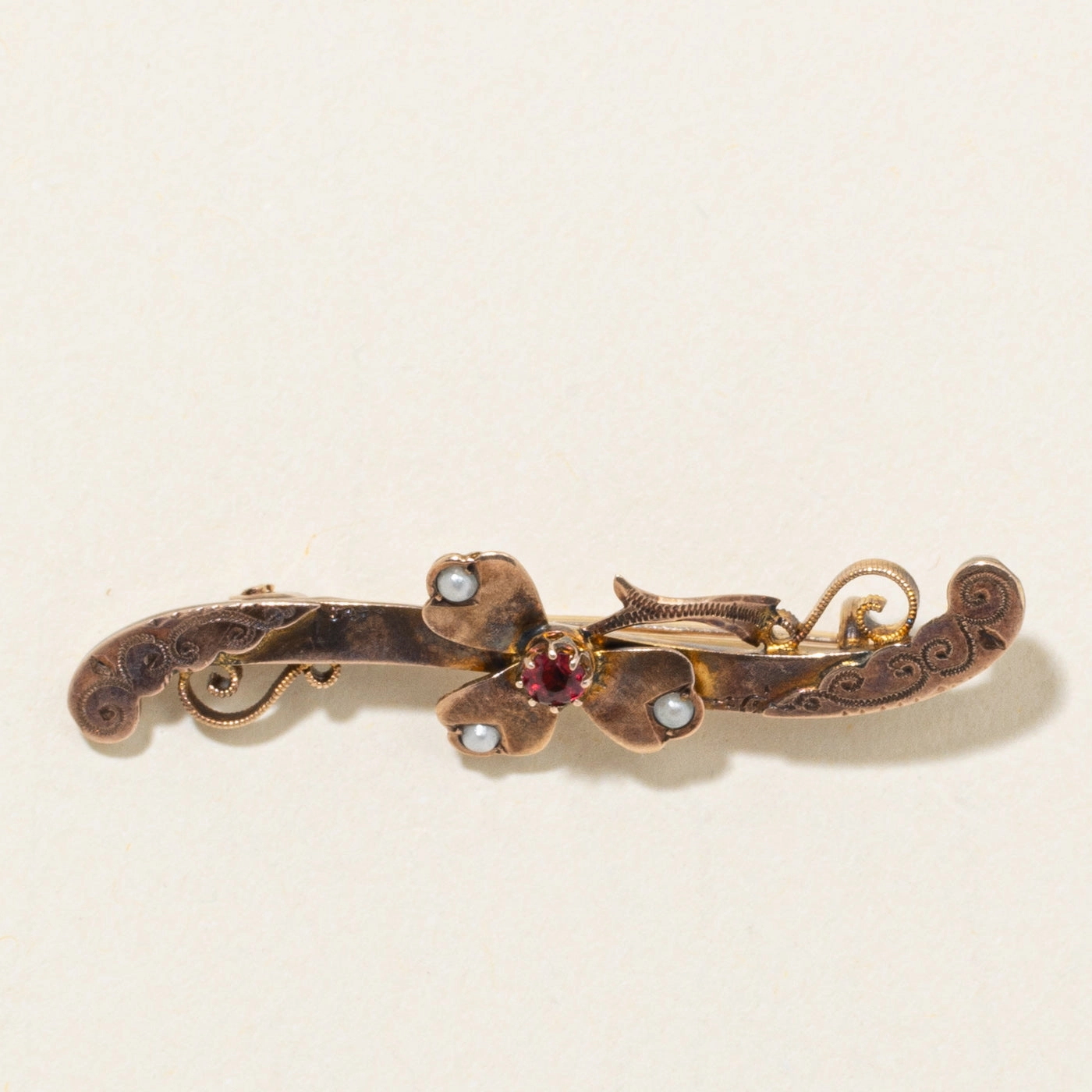 1899 Birmingham Victorian Paste Glass & Simulant Pearl Cloverleaf Brooch | 0.06ct Chic Gifts Artistic Flair