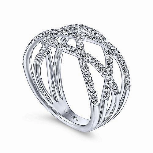 Woven Multi-Strand Diamond Ring 1/2 Cttw 14K White Gold Amazing Symbol