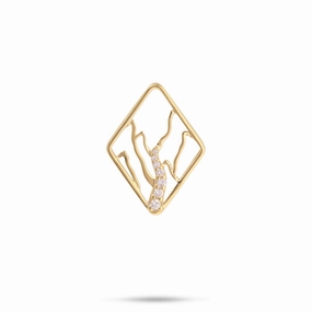 Ko?olau Waterfall Pendant in Gold with Diamonds - 22mm Everyday Style